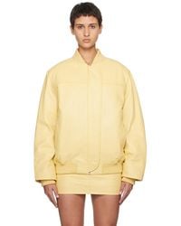 REMAIN Birger Christensen - Yellow Insulated Leather Bomber Jacket - Lyst
