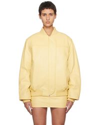 REMAIN Birger Christensen - Yellow Insulated Leather Bomber Jacket - Lyst