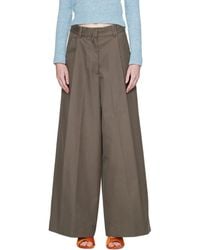 Dries Van Noten - Khaki Wide Pleated Cotton Trousers - Lyst