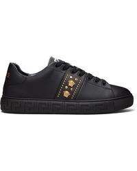 Versace - Greca Embellished Nylon Faux-Leather Sneakers - Lyst