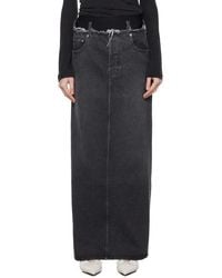 ALAINPAUL - Frayed Edge Denim Maxi Skirt - Lyst