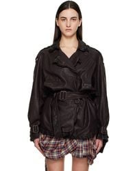 Acne Studios - ブラウン ベルト レザージャケット - Lyst