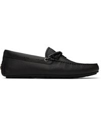 BOSS - Grained-Leather Driver Sole Loafers - Lyst