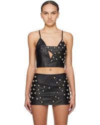 Area - Studded Polka Dot Leather Top - Lyst
