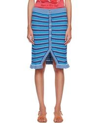 Ganni - Cotton Pointelle Stripe Midi Skirt - Lyst