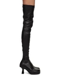 Versace - Black Leather Over-the-knee Boots - Lyst