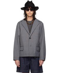 Sacai - Gray Striped Reversible Jacket - Lyst