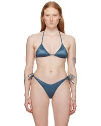 Palm Angels - Blue Metallic Bikini Top - Lyst
