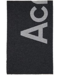 Acne Studios - Écharpe grise à logos en tricot jacquard - Lyst
