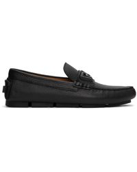 Versace Collection Mens Black Polished Leather Loafers Shoes US 8 IT 41;
