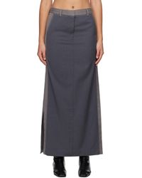 REMAIN Birger Christensen - Gray Two-color Maxi Skirt - Lyst