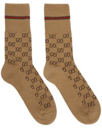 Gucci GG Cotton Socks With Web - Brown