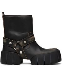 DIESEL - D-Tex Distressed Leather Biker Boots - Lyst