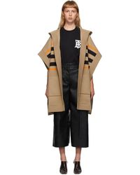 Burberry Beige Tb Monogram Stripe Cape - Multicolour