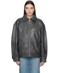 Reformation - Gray Veda Marco Leather Jacket - Lyst