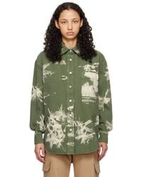 MSGM - Green Bleach Denim Shirt - Lyst