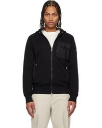 Moncler - Pull À Capuche Noir En Coton Mélangé À Glissière - Lyst