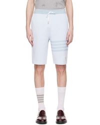 Thom Browne - White & Blue 4-bar Shorts - Lyst