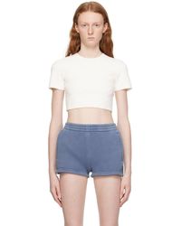 T By Alexander Wang - Off-white Cropped T-shirt - Lyst