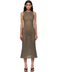Alaïa - Taupe Hand Knotted Midi Dress - Lyst