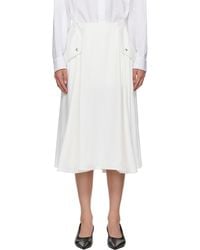 Bottega Veneta - Off- Viscose Pleated Midi Skirt - Lyst