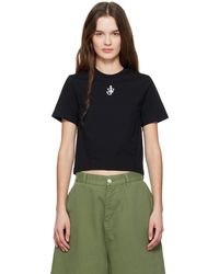 JW Anderson - ブラック Anchor ロゴ クロップド パネル Tシャツ - Lyst