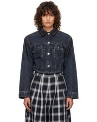 Pushbutton - Denim Print Cropped Jacket - Lyst
