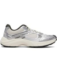HUGO - Off- Mesh Faux-Leather Sneakers - Lyst