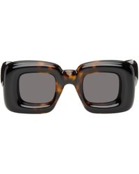 Loewe - Tortoiseshell Inflated Rectangular Sunglasses - Lyst