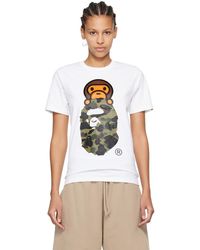 A Bathing Ape - T-shirt blanc à logo à motif 1st camo et à baby milo - Lyst