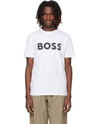 BOSS - Cotton-Jersey Large Logo Print T-Shirt - Lyst