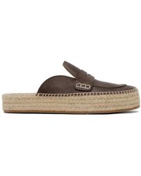JW Anderson - Brown Leather Loafer Mule Espadrilles - Lyst