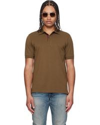Paul Smith - Khaki Cotton 'Artist Stripe' Placket Polo Shirt - Lyst