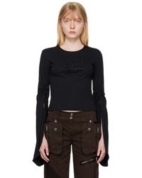 Blumarine - Crystal-Cut Long Sleeve T-Shirt - Lyst