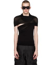 Rick Owens - T-shirt dbl noir à assemblage drapé - Lyst