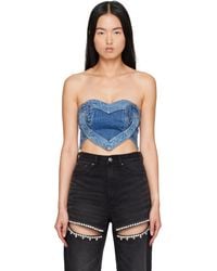 Area - Patchwork Heart Bandeau Denim Top - Lyst