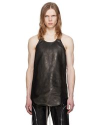 Rick Owens - Black Scoop Neck Leather Tank Top - Lyst