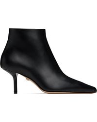 Max Mara - Black Leather Zip Ankle Boots - Lyst