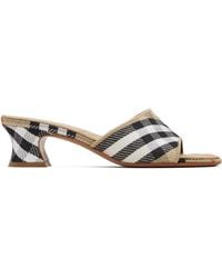 Burberry - Tan Check Sloane Mule Heeled Sandals - Lyst