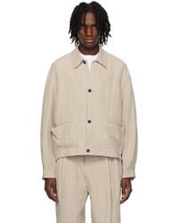 SOSHIOTSUKI - Linen Washer Manipulation Drape Pocket Jacket - Lyst