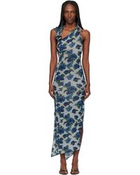 Coperni - Robe Midi Bleu Marine À Appliqués Floraux - Lyst