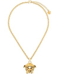 Versace - Gold Crystal 'la Medusa' Necklace - Lyst