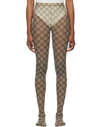 Gucci Tulle GG Pattern Tights in Beige (Natural) - Lyst