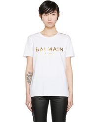 Balmain ホワイト オーガニックコットン Tシャツ
