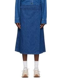 Studio Nicholson - Wrap Denim Midi Skirt - Lyst