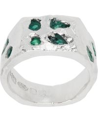 The Ouze - Raw Emerald Scatter Signet Ring - Lyst