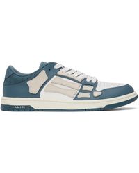Amiri - Baskets Basses Blanc Et Bleu Marine À Appliqués Skel Top Et À Quadrigrammes Dégaufrés - Lyst