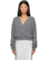 OPEN YY - Wool Criss Cross Wrap Knit Sweater - Lyst