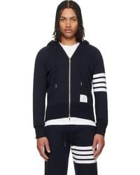 Thom Browne - Classic Loopback 4-Bar Zip-Up Hoodie - Lyst