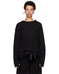 MM6 by Maison Martin Margiela - Black Worn Out Sweater - Lyst